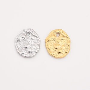 Gold Filled Textured Coin Charm, Hammered Round Disc Pendant in Stainless Steel for DIY Necklace Bracelet Jewelry Making, Gift Idea, SCP024