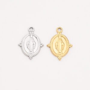 Gold Filled Virgin Mary Charm, Stainless Steel Religious Pendant for Necklace Bracelet DIY Jewelry Making Supply, Gift for Her, SCP027