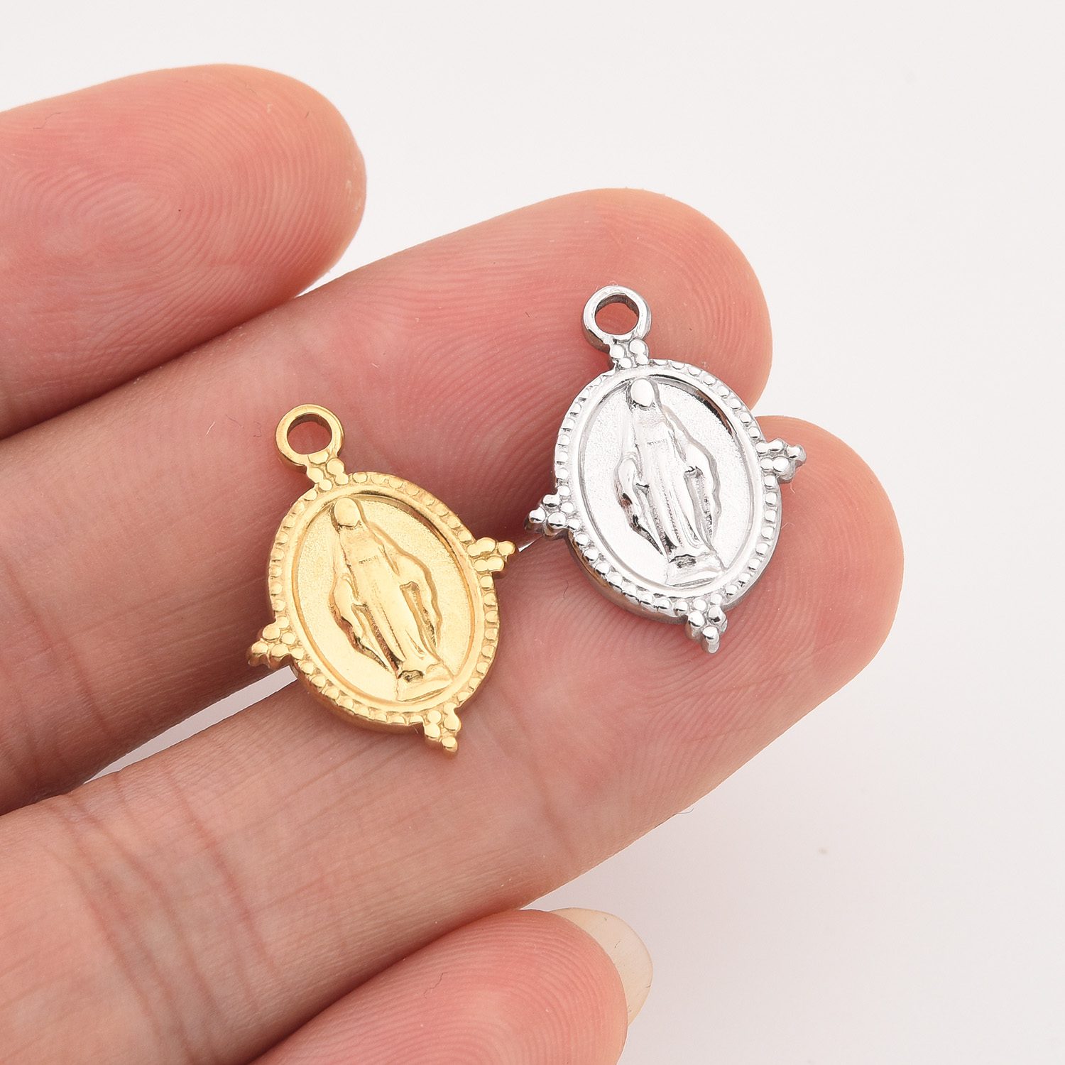 Gold Filled Virgin Mary Charm, Stainless Steel Religious Pendant for Necklace Bracelet DIY Jewelry Making Supply, Gift for Her, SCP027 - Image 2