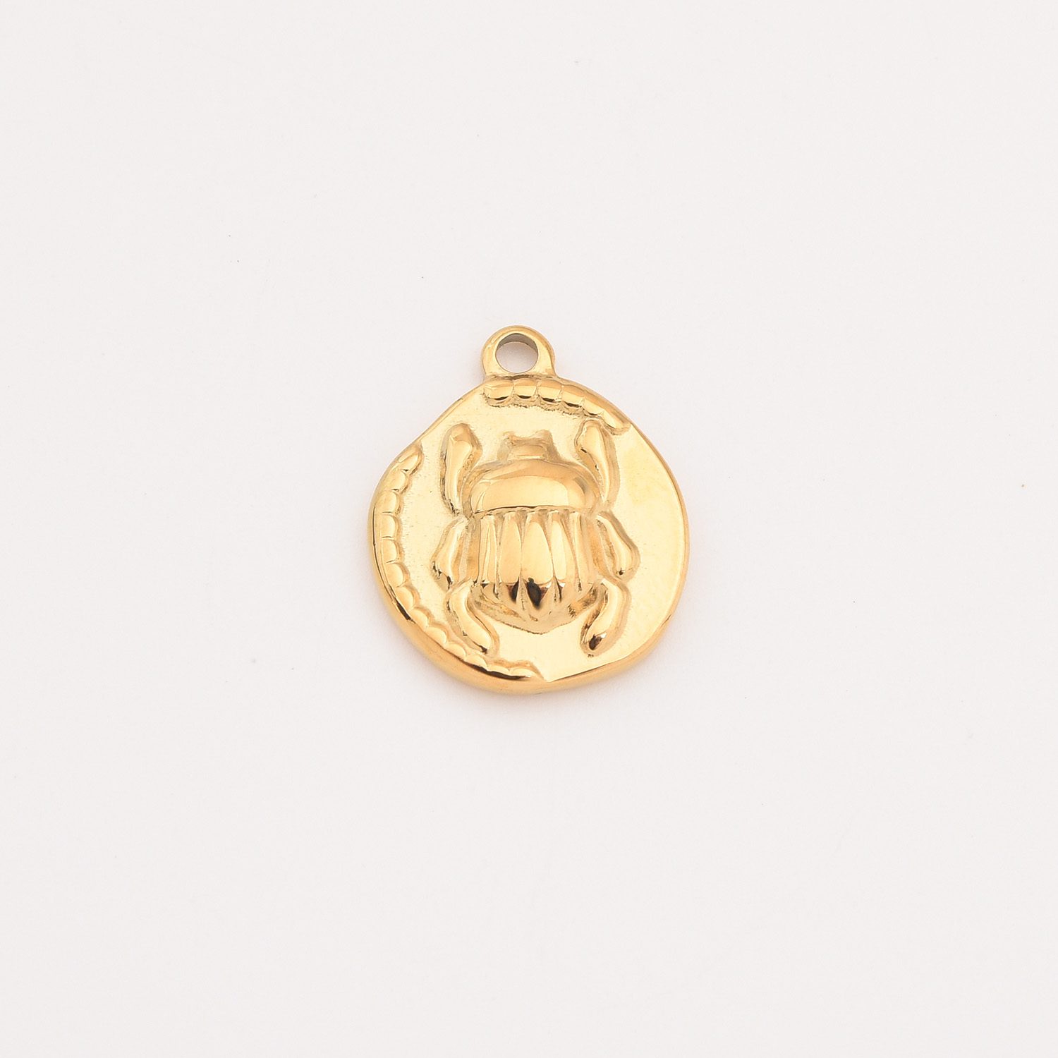 Gold Filled Scarab Charm, Stainless Steel Egyptian Beetle Coin Pendant for Necklace Bracelet DIY Jewelry Making, Amulet Gift for Her, SCP032 - Image 4