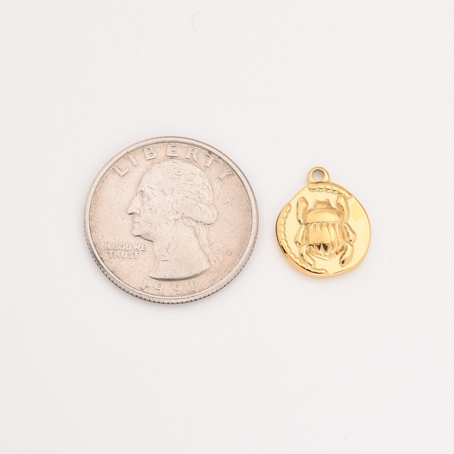 Gold Filled Scarab Charm, Stainless Steel Egyptian Beetle Coin Pendant for Necklace Bracelet DIY Jewelry Making, Amulet Gift for Her, SCP032 - Image 7