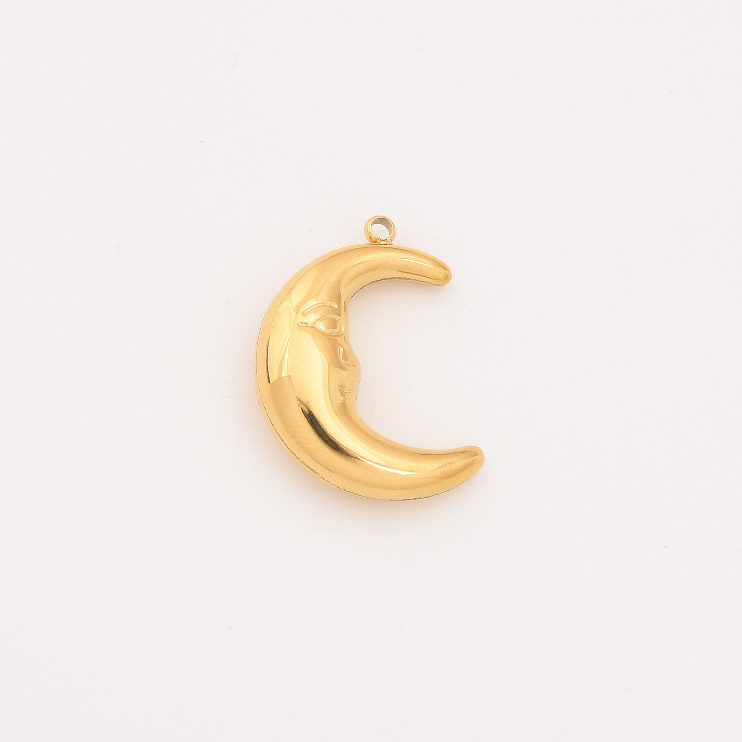 Gold Filled Moon Face Charm, Crescent Pendant with Face in Stainless Steel, DIY Necklace Bracelet Jewelry Gift Making Supply, SCP036 - Image 4