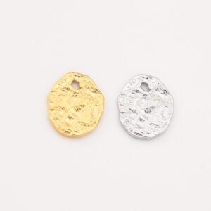 Gold Filled Hammered Coin Charm Pendant, Stainless Steel Textured Disc for DIY Jewelry Necklace, Gift for Her, Elegant, SCP039