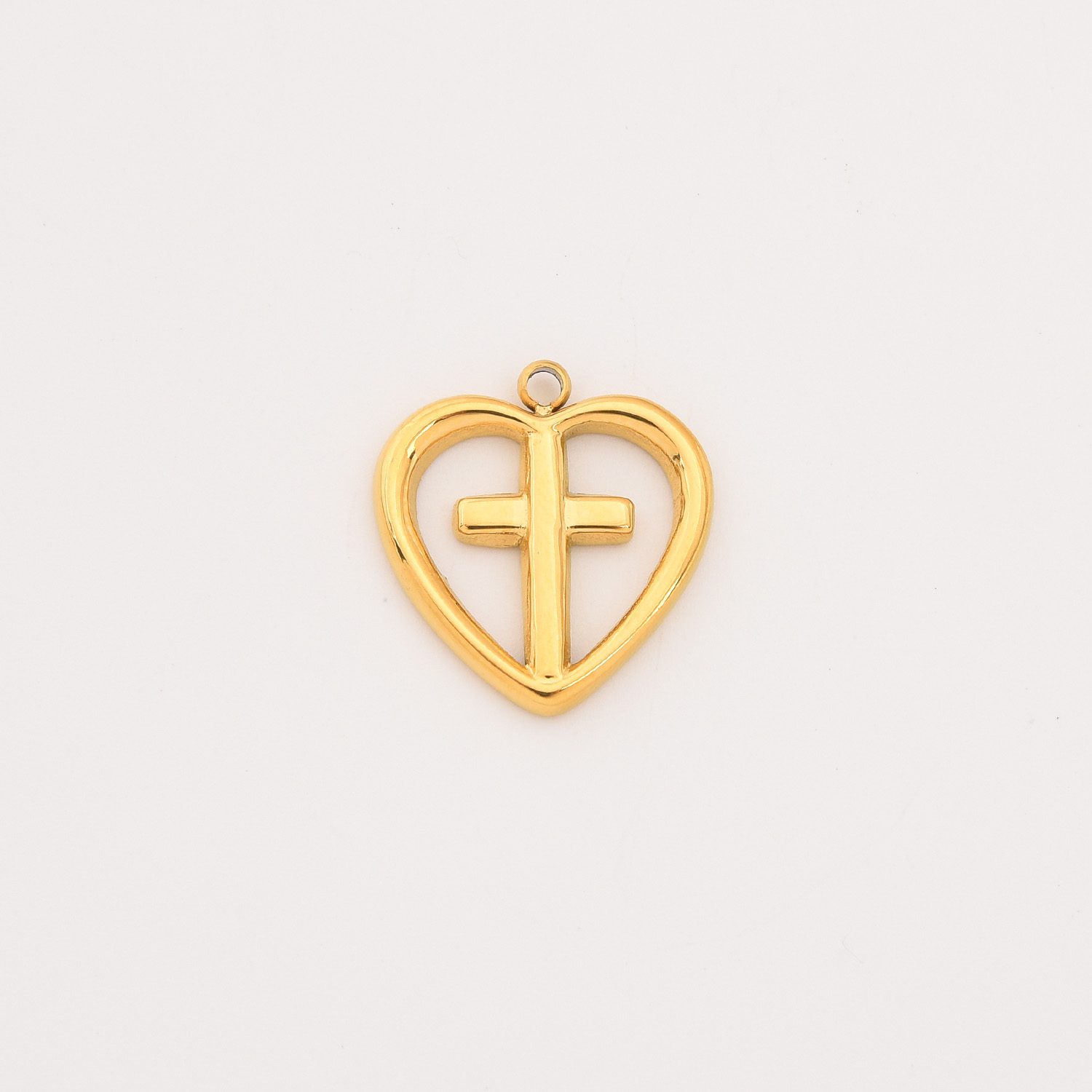 Gold Filled Heart Cross Charm, Stainless Steel Christian Pendant for DIY Necklace Bracelet Jewelry Making, Religious Gift for Her, SCP040 - Image 4