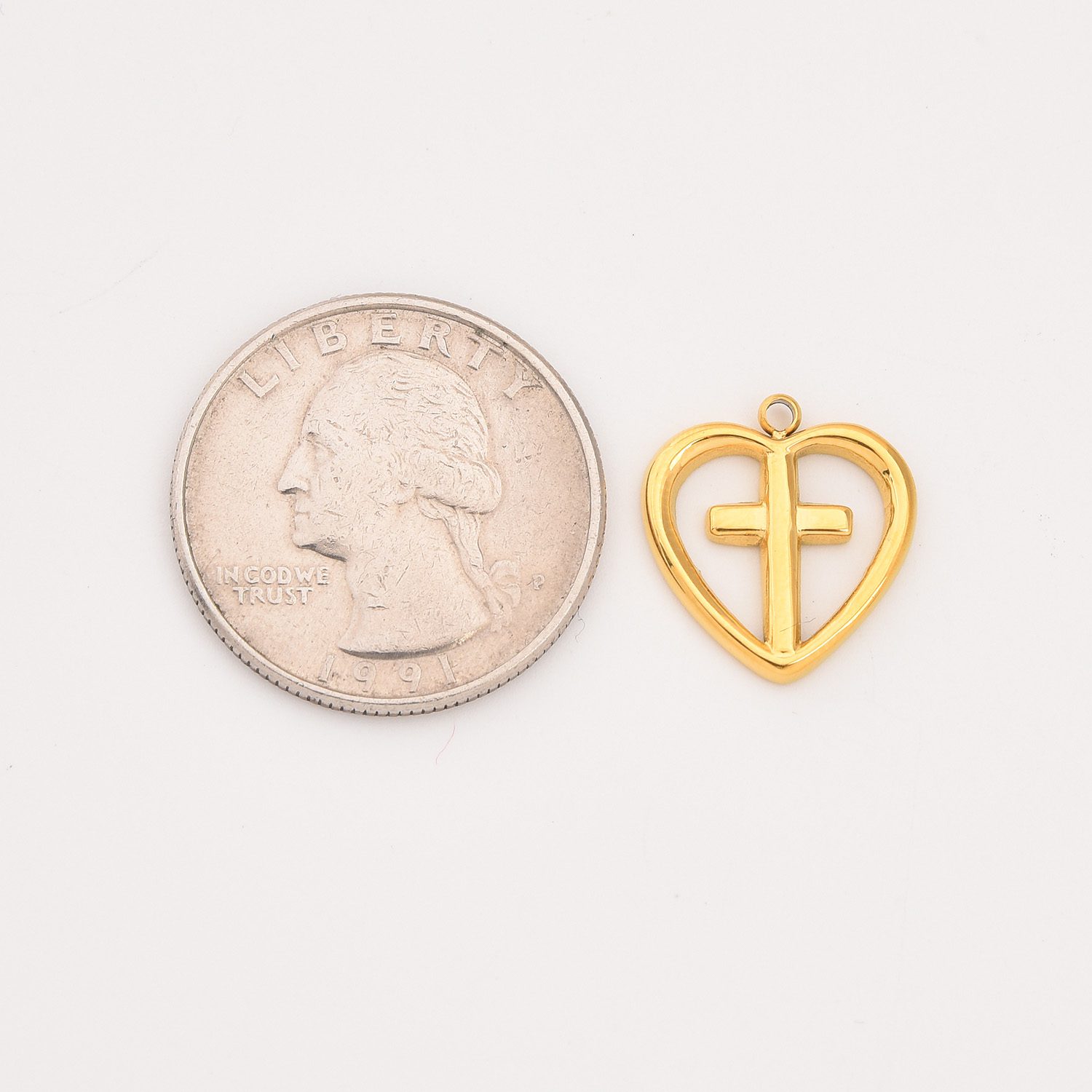 Gold Filled Heart Cross Charm, Stainless Steel Christian Pendant for DIY Necklace Bracelet Jewelry Making, Religious Gift for Her, SCP040 - Image 7