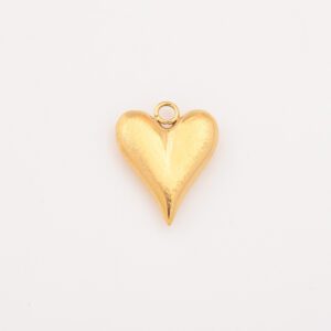 Gold Filled Puffed Heart Charm, Brushed Textured Stainless Steel Pendant for DIY Necklace Bracelet Jewelry Making, Gift for Her, SCP042
