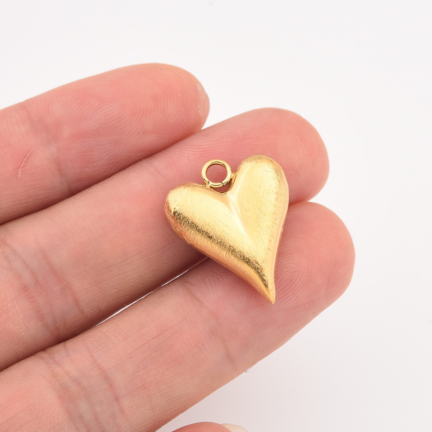 Gold Filled Puffed Heart Charm, Brushed Textured Stainless Steel Pendant for DIY Necklace Bracelet Jewelry Making, Gift for Her, SCP042 - Image 2