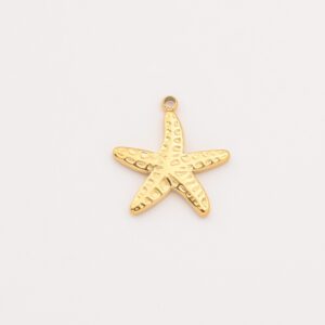 Gold Filled Starfish Charm, Textured Sea Star Pendant in Stainless Steel for DIY Necklace Bracelet Jewelry Making, Ocean Gift, SCP044