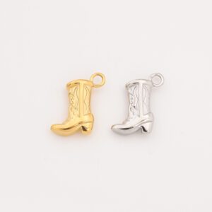 Gold Filled Cowboy Boot Charm, Stainless Steel Western Rodeo Pendant for DIY Necklace Bracelet Jewelry Making, Gift for Her, SCP046