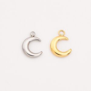 Gold Filled Crescent Moon Charm, Stainless Steel Celestial Pendant for DIY Necklace Bracelet Jewelry Making, Minimalist Gift for Her, SCP052