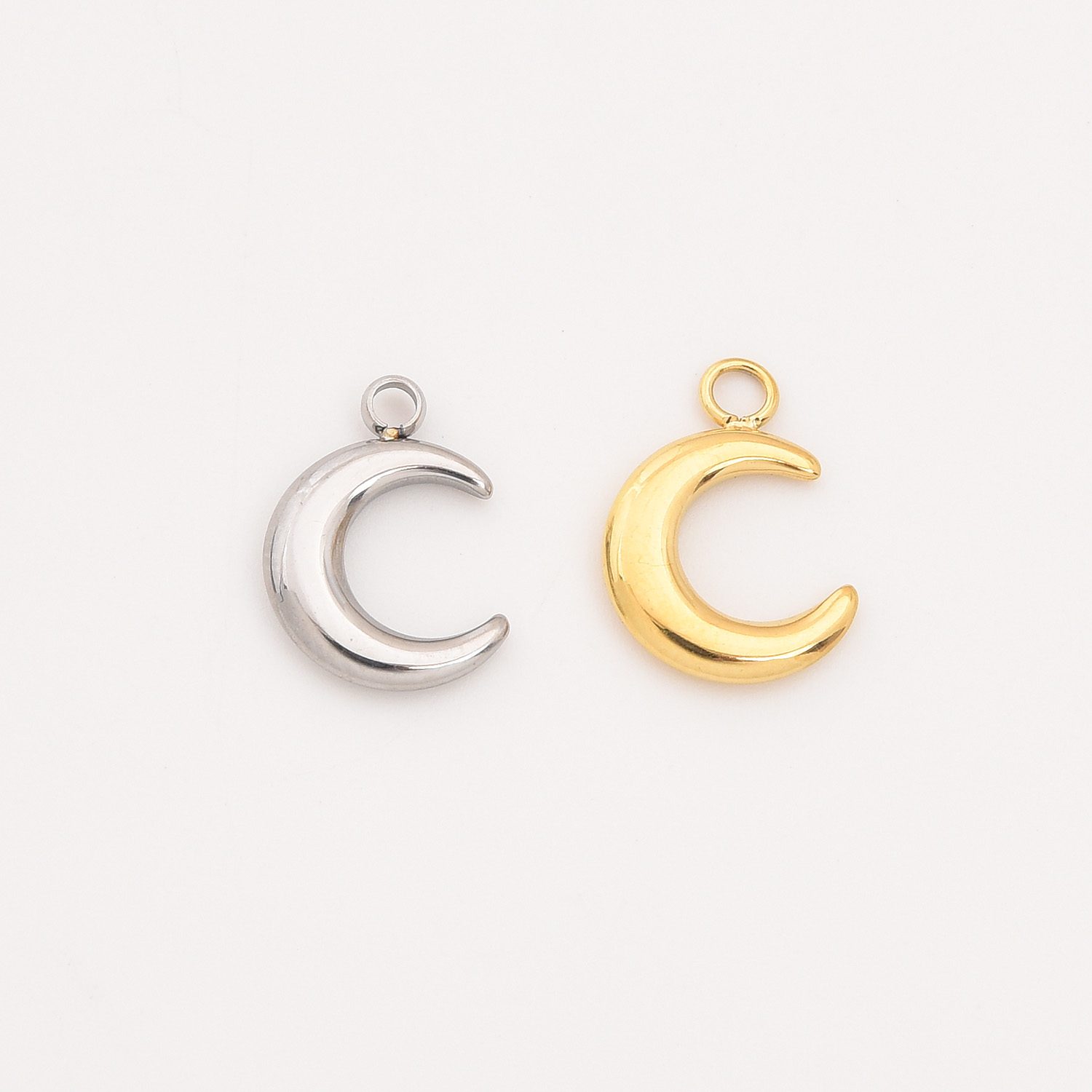 Gold Filled Crescent Moon Charm, Stainless Steel Celestial Pendant for DIY Necklace Bracelet Jewelry Making, Minimalist Gift for Her, SCP052