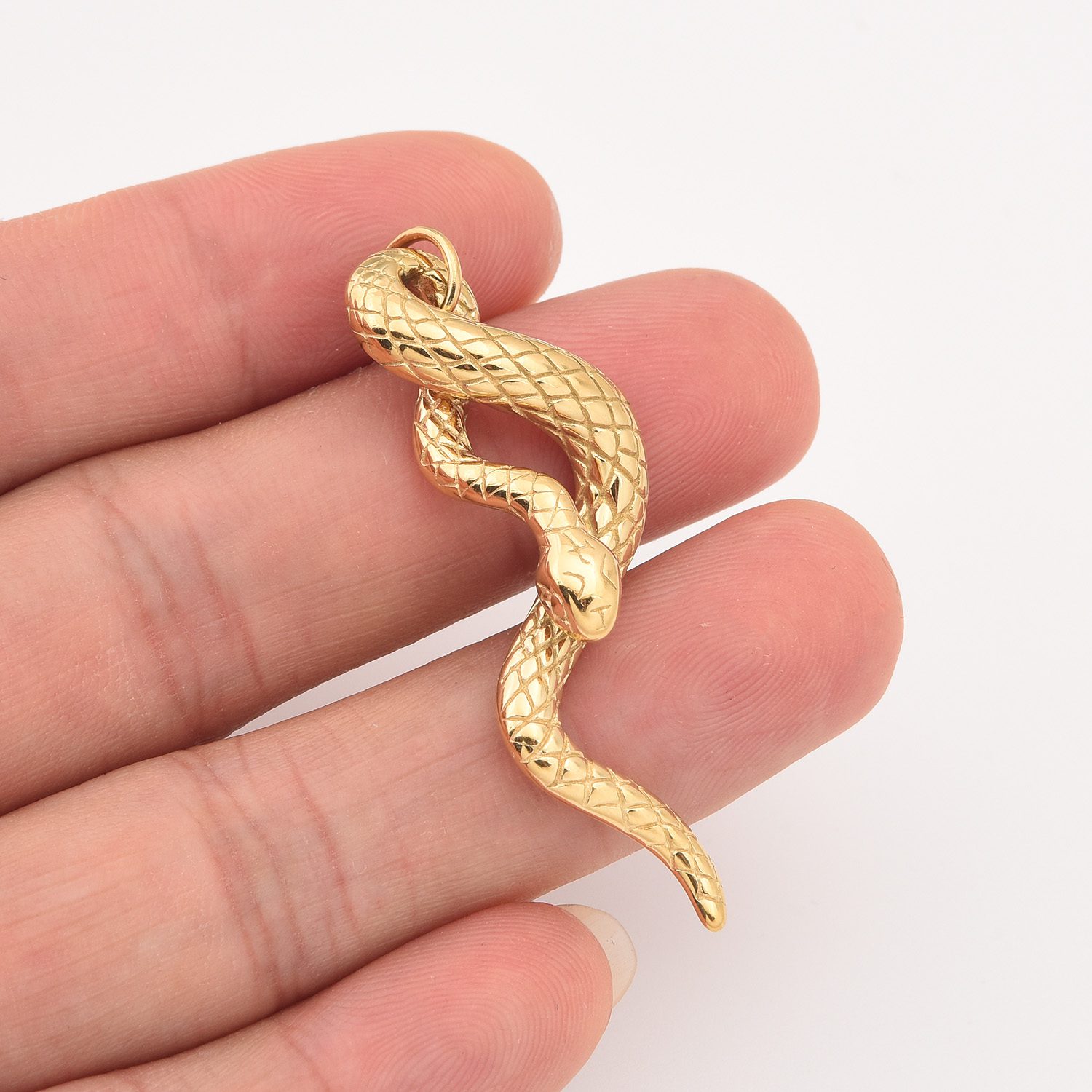 Gold Filled Snake Charm, Stainless Steel Serpent Reptile Pendant for DIY Necklace Bracelet Earring Jewelry Making, Gift for Women, SCP054 - Image 2