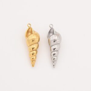 Gold Filled Shell Charm, Stainless Steel Spiral Sea Pendant for DIY Necklace Bracelet Earring Jewelry Making, Beach Gift for Her, SCP057