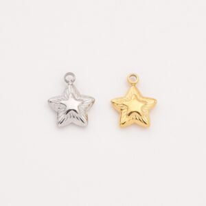 Gold Filled Star Charm, Stainless Steel Engraved Celestial Pendant for DIY Necklace Bracelet Earring Jewelry Making, Gift for Her, SCP059