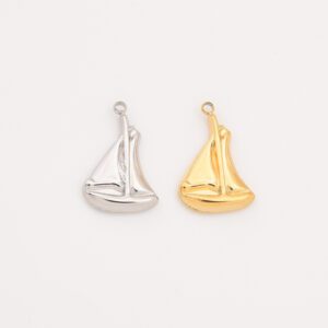 Gold Filled Sailboat Charm, Stainless Steel Nautical Boat Pendant for DIY Necklace Bracelet Earring Jewelry Making, Gift for Her, SCP060