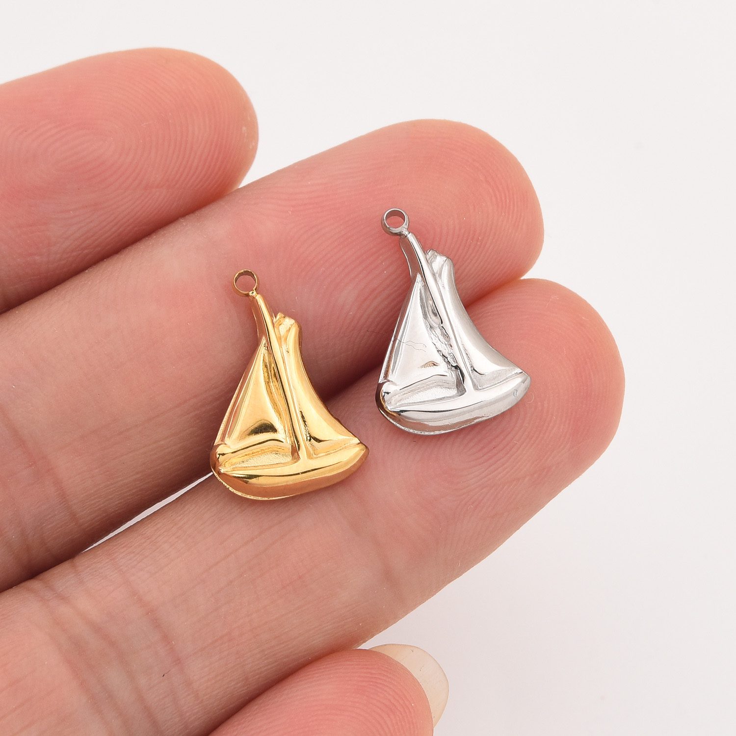 Gold Filled Sailboat Charm, Stainless Steel Nautical Boat Pendant for DIY Necklace Bracelet Earring Jewelry Making, Gift for Her, SCP060 - Image 2