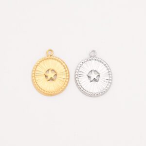 Gold Filled Oval Star Charm, Stainless Steel Celestial Cut Out Pendant for DIY Necklace Bracelet Earring Jewelry Making, Gift for Her SCP066
