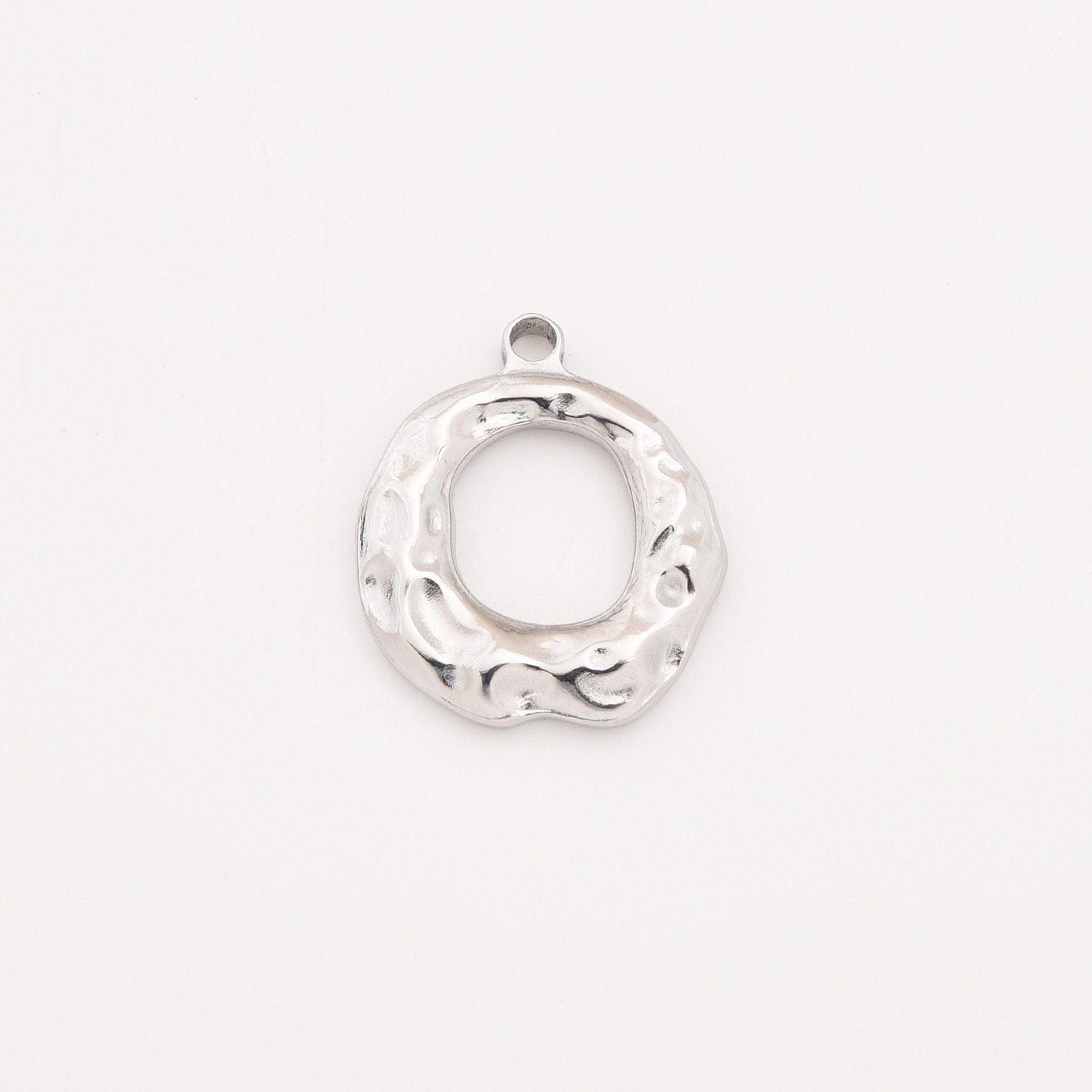 Stainless Steel Organic Circle Charm, Hammered Open Ring Pendant for DIY Necklace Bracelet Earring Jewelry Making, Gift for Her, SCP071