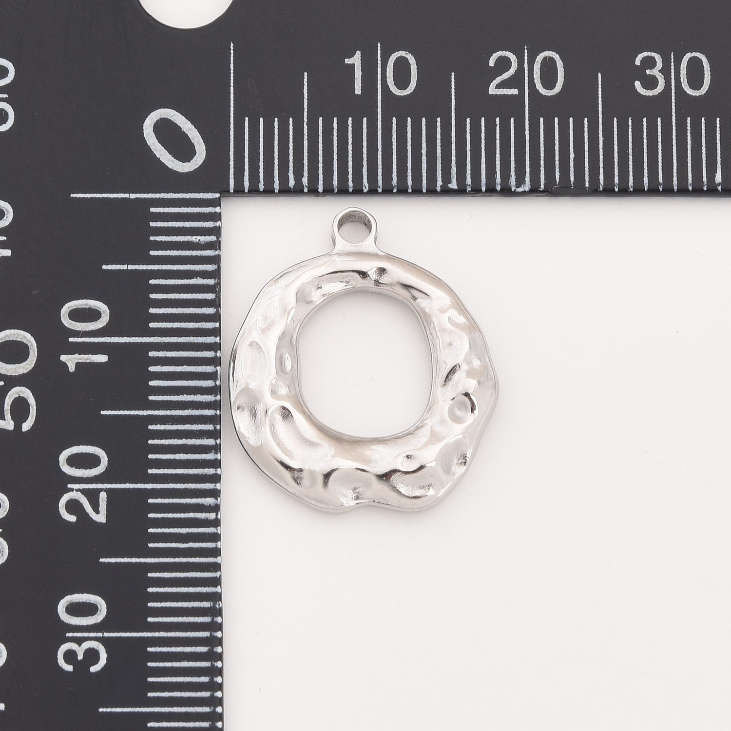 Stainless Steel Organic Circle Charm, Hammered Open Ring Pendant for DIY Necklace Bracelet Earring Jewelry Making, Gift for Her, SCP071 - Image 3