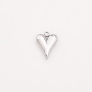 Stainless Steel Long Heart Charm, Puffed Polished Pendant for DIY Necklace Bracelet Earring Jewelry Making, Romantic Gift for Her, SCP072