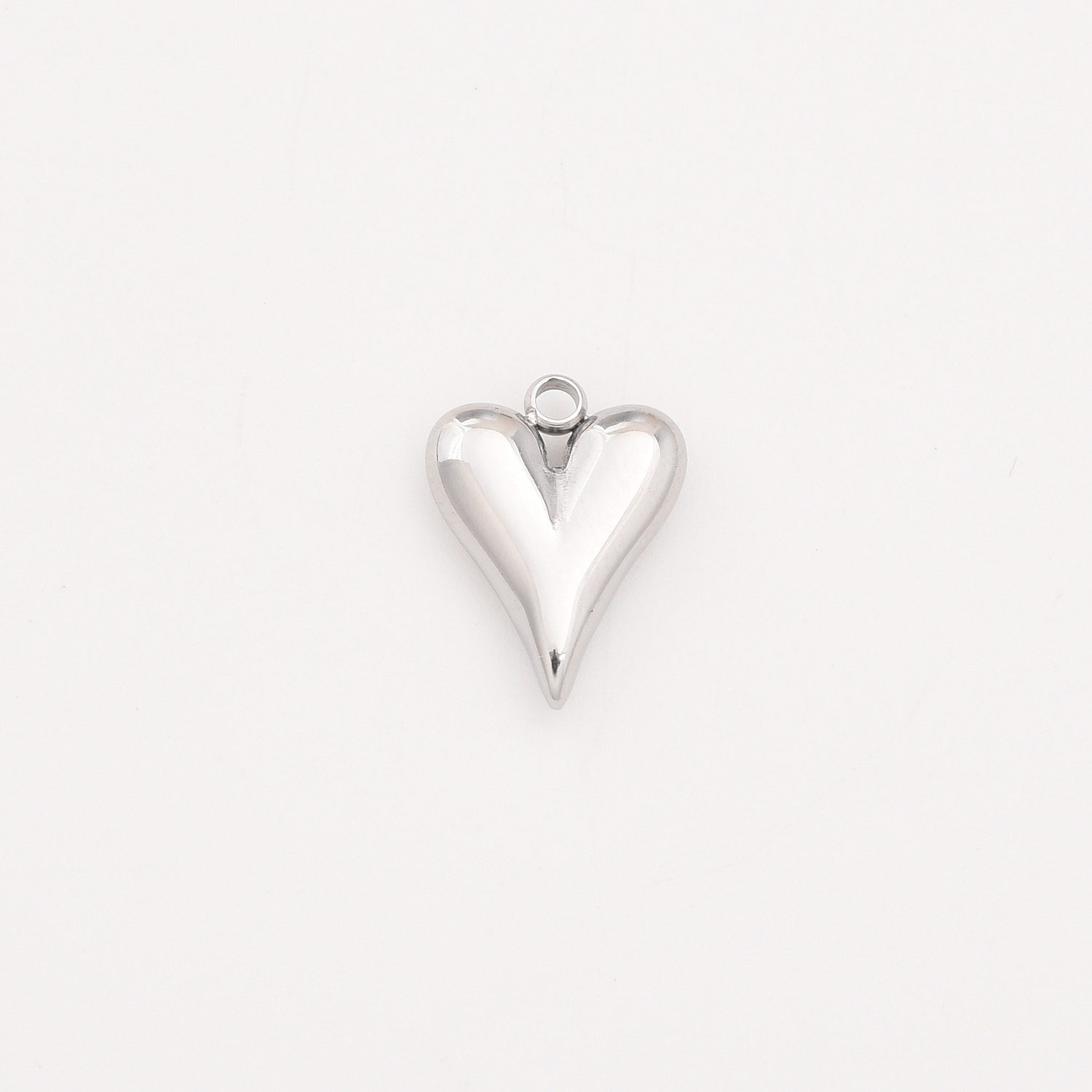 Stainless Steel Long Heart Charm, Puffed Polished Pendant for DIY Necklace Bracelet Earring Jewelry Making, Romantic Gift for Her, SCP072