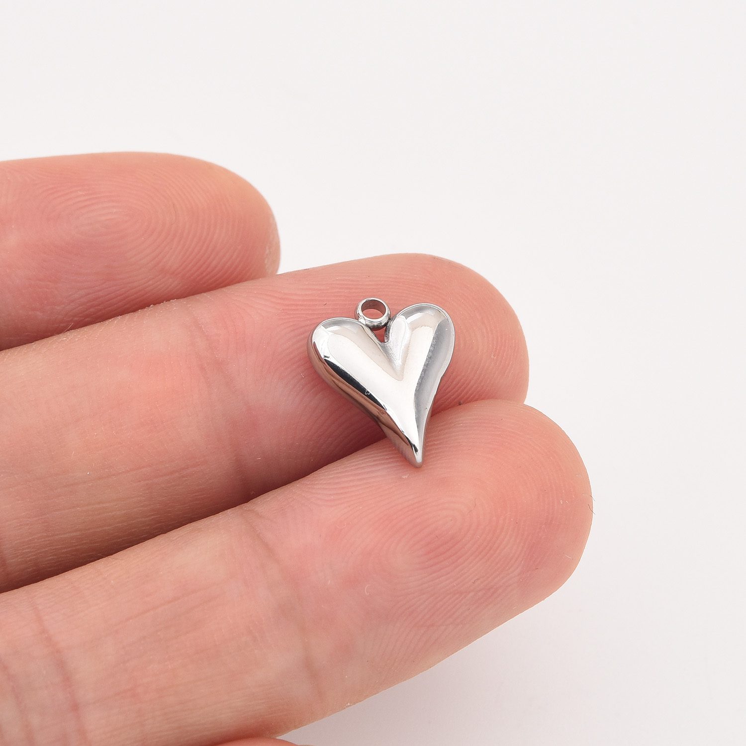 Stainless Steel Long Heart Charm, Puffed Polished Pendant for DIY Necklace Bracelet Earring Jewelry Making, Romantic Gift for Her, SCP072 - Image 2