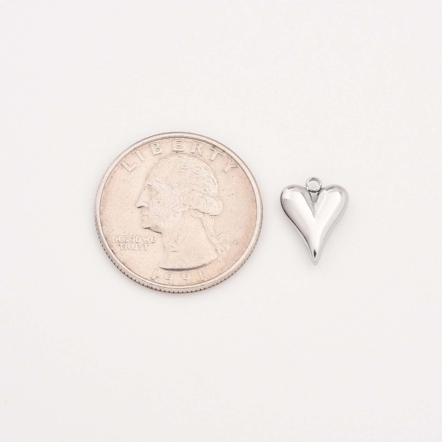 Stainless Steel Long Heart Charm, Puffed Polished Pendant for DIY Necklace Bracelet Earring Jewelry Making, Romantic Gift for Her, SCP072 - Image 4