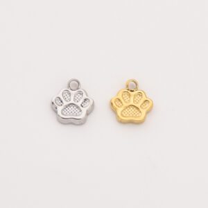 Gold Filled Paw Print Charm, Stainless Steel Animal Pet Pendant for DIY Necklace Bracelet Earring Jewelry Making, Gift for Pet Lovers SCP075