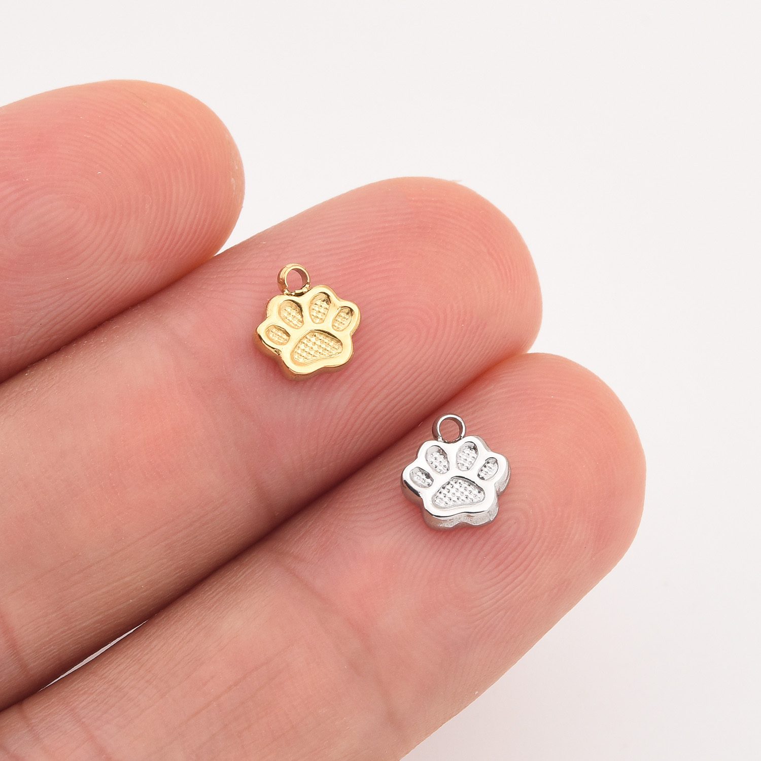Gold Filled Paw Print Charm, Stainless Steel Animal Pet Pendant for DIY Necklace Bracelet Earring Jewelry Making, Gift for Pet Lovers SCP075 - Image 2