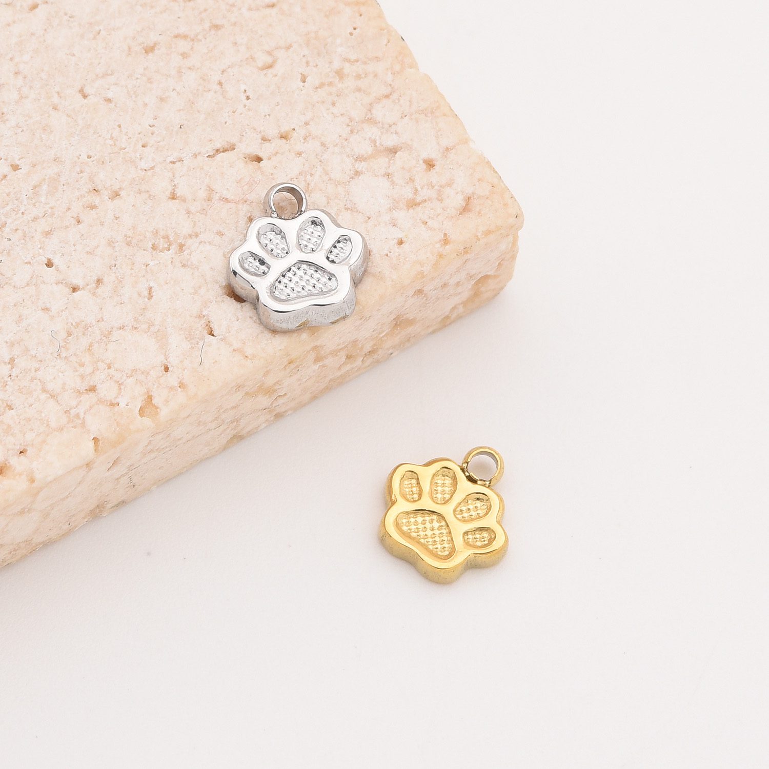 Gold Filled Paw Print Charm, Stainless Steel Animal Pet Pendant for DIY Necklace Bracelet Earring Jewelry Making, Gift for Pet Lovers SCP075 - Image 3