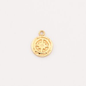 Gold Filled Compass Star Charm, Stainless Steel North Star Coin Pendant for DIY Necklace Bracelet Jewelry Making, Gift for Her, SCP076