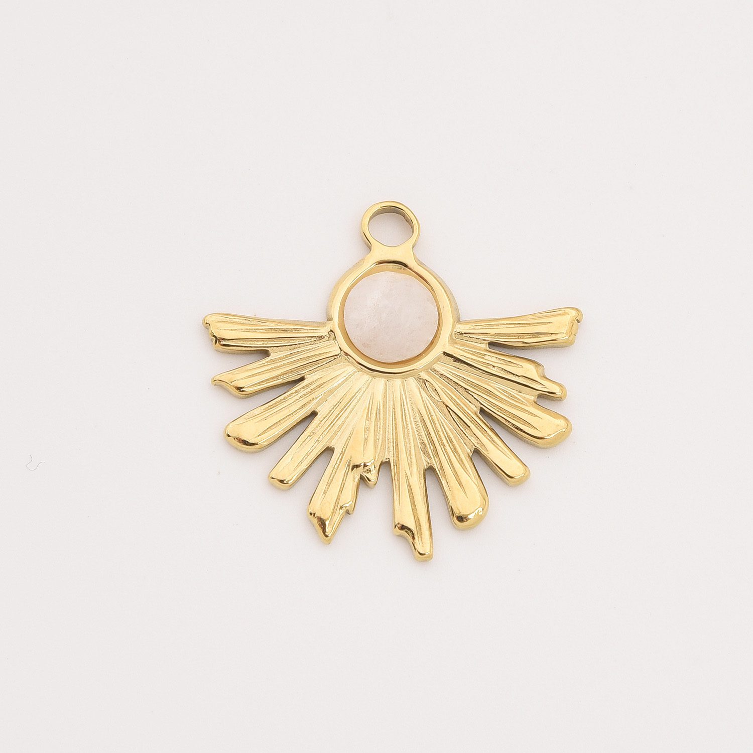 Gold Filled Fanburst Charm, Stainless Steel Gemstone Pendant with Pink White Peach Black Stone for DIY Necklace Bracelet Jewelry, SCP083 - Image 4