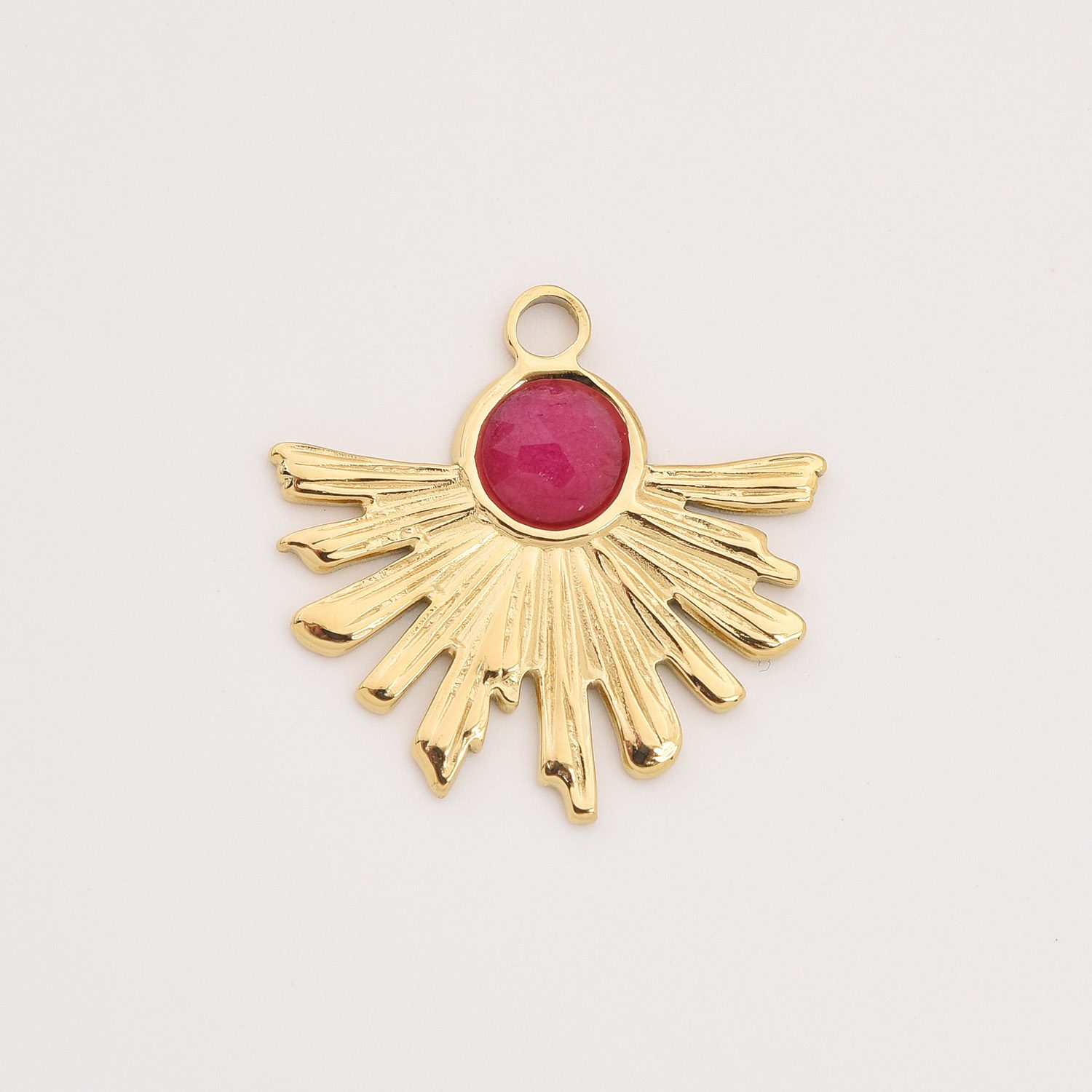 Gold Filled Fanburst Charm, Stainless Steel Gemstone Pendant with Pink White Peach Black Stone for DIY Necklace Bracelet Jewelry, SCP083 - Image 5