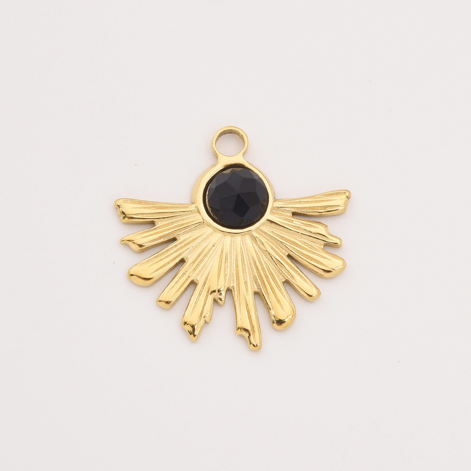 Gold Filled Fanburst Charm, Stainless Steel Gemstone Pendant with Pink White Peach Black Stone for DIY Necklace Bracelet Jewelry, SCP083 - Image 6