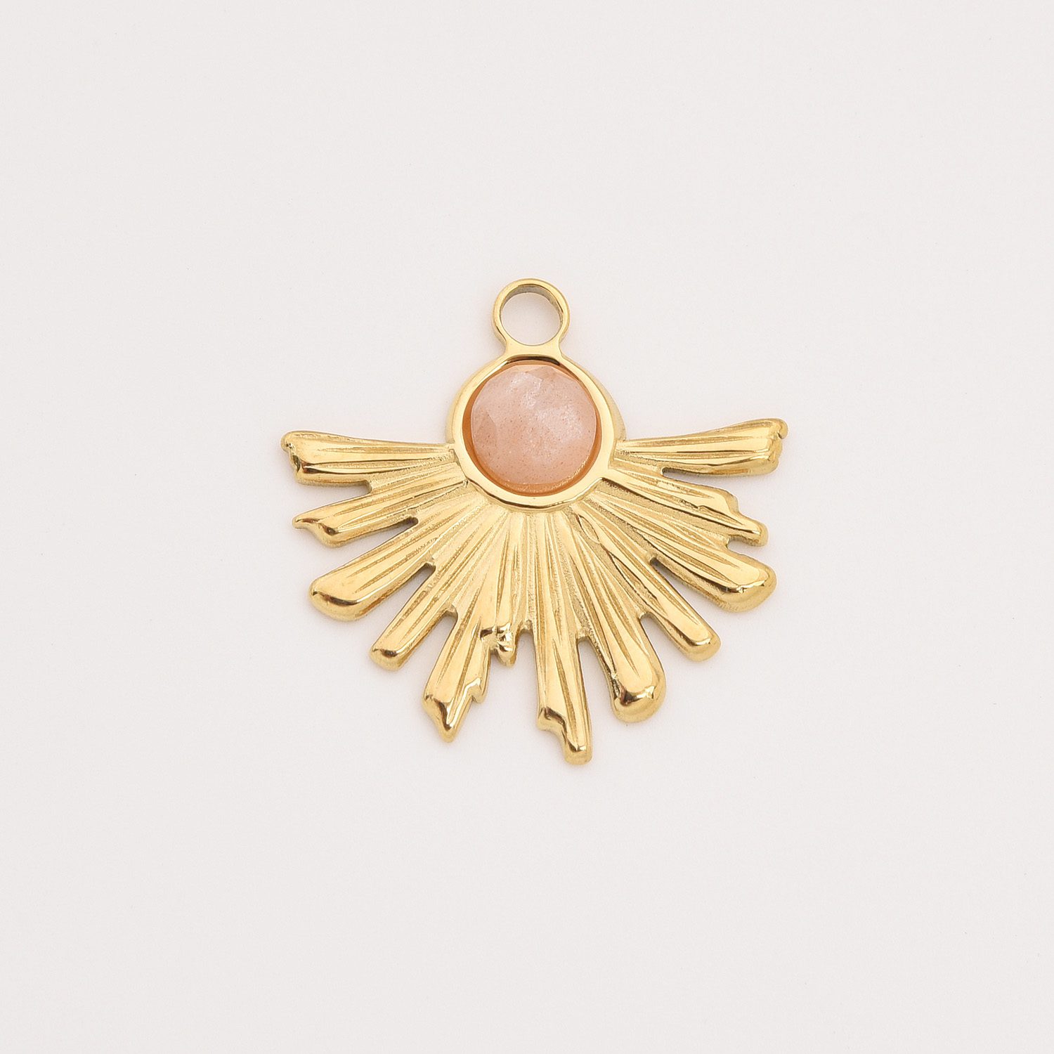 Gold Filled Fanburst Charm, Stainless Steel Gemstone Pendant with Pink White Peach Black Stone for DIY Necklace Bracelet Jewelry, SCP083 - Image 7