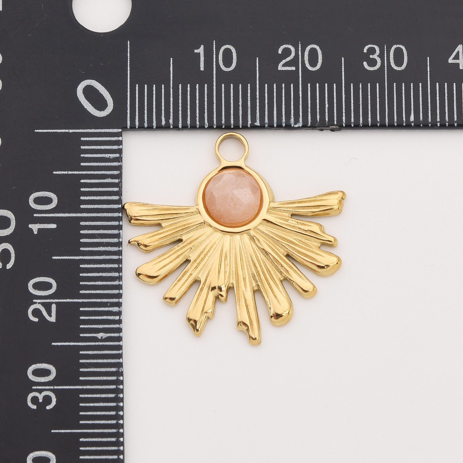 Gold Filled Fanburst Charm, Stainless Steel Gemstone Pendant with Pink White Peach Black Stone for DIY Necklace Bracelet Jewelry, SCP083 - Image 8