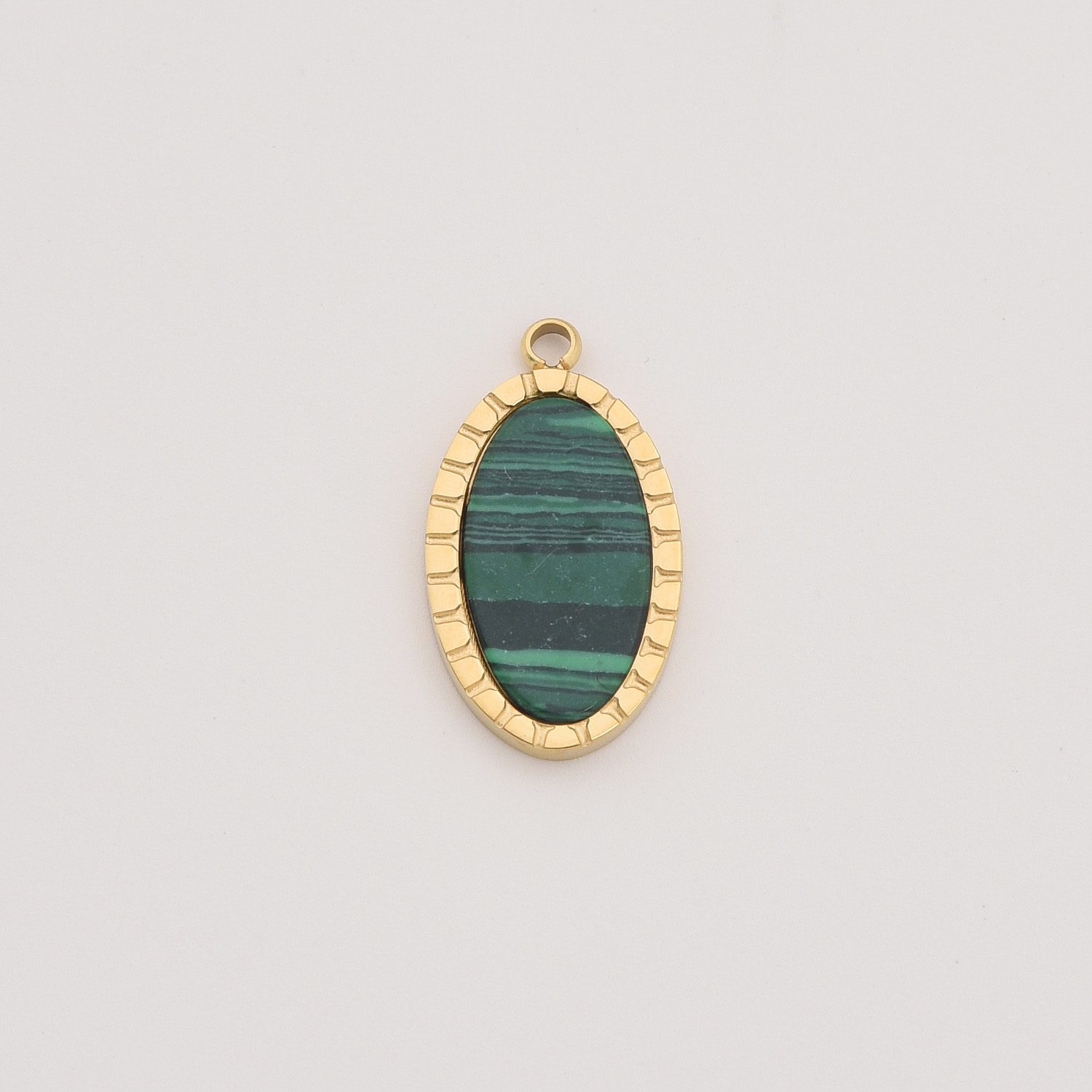 Gold Filled Oval Gemstone Charm, Stainless Steel Malachite Black Onyx Pendant for DIY Necklace Bracelet Jewelry Making, Gift for Her, SCP086 - Image 4