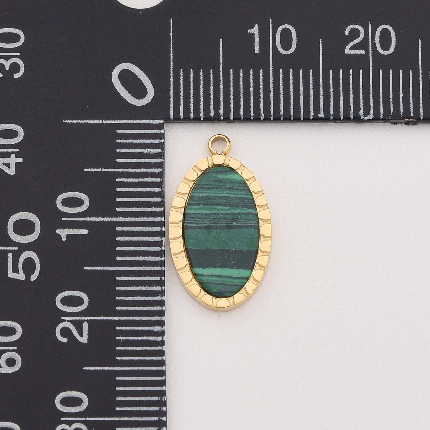 Gold Filled Oval Gemstone Charm, Stainless Steel Malachite Black Onyx Pendant for DIY Necklace Bracelet Jewelry Making, Gift for Her, SCP086 - Image 6