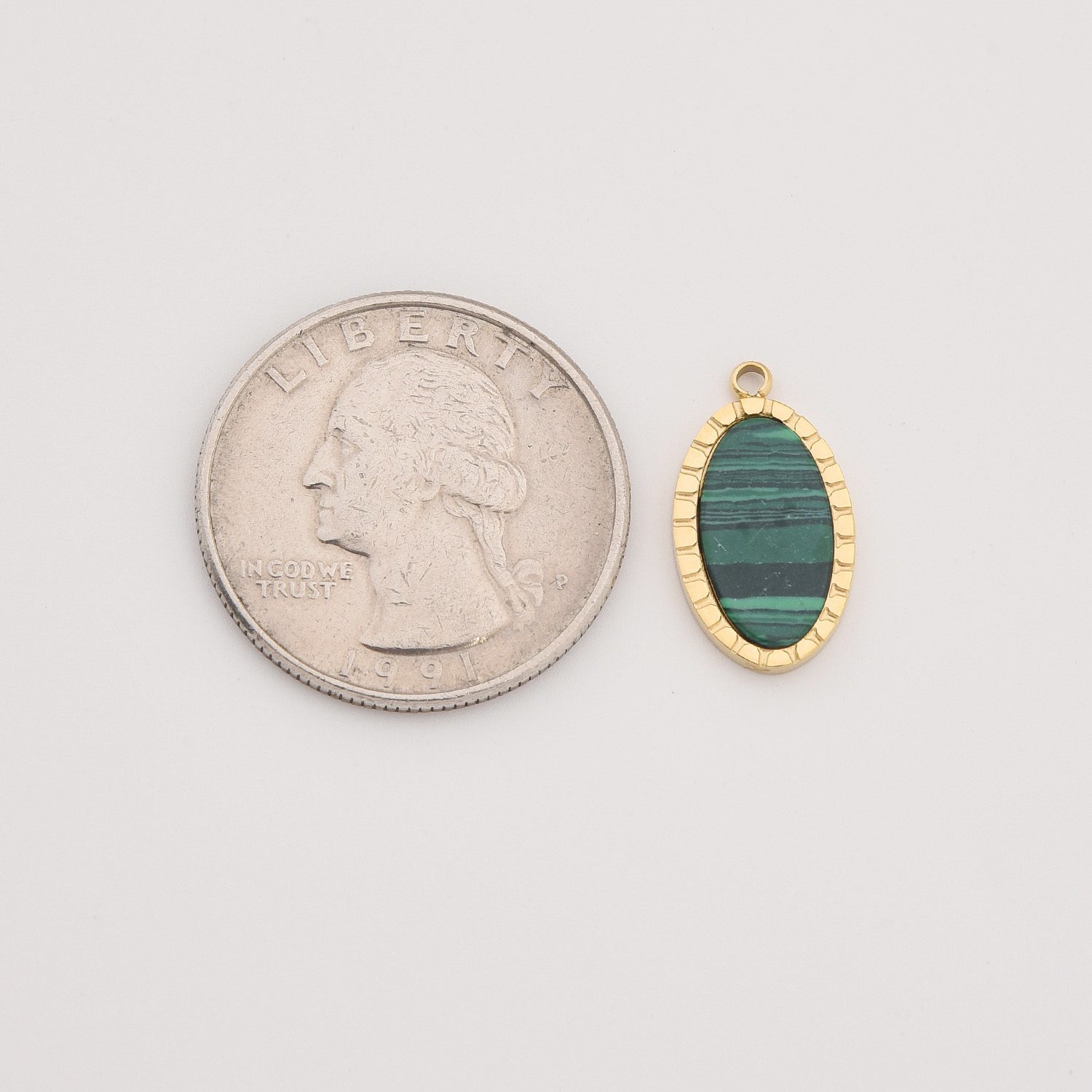 Gold Filled Oval Gemstone Charm, Stainless Steel Malachite Black Onyx Pendant for DIY Necklace Bracelet Jewelry Making, Gift for Her, SCP086 - Image 7