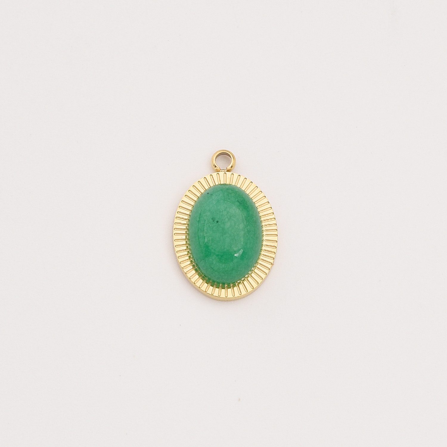 Gold Filled Oval Gemstone Charm, Stainless Steel Pendant with Aventurine Mother of Pearl Tiger Eye for DIY Necklace Bracelet, Gift, SCP089 - Image 4