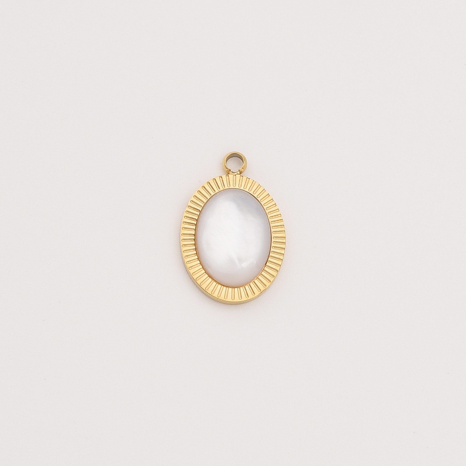 Gold Filled Oval Gemstone Charm, Stainless Steel Pendant with Aventurine Mother of Pearl Tiger Eye for DIY Necklace Bracelet, Gift, SCP089 - Image 5