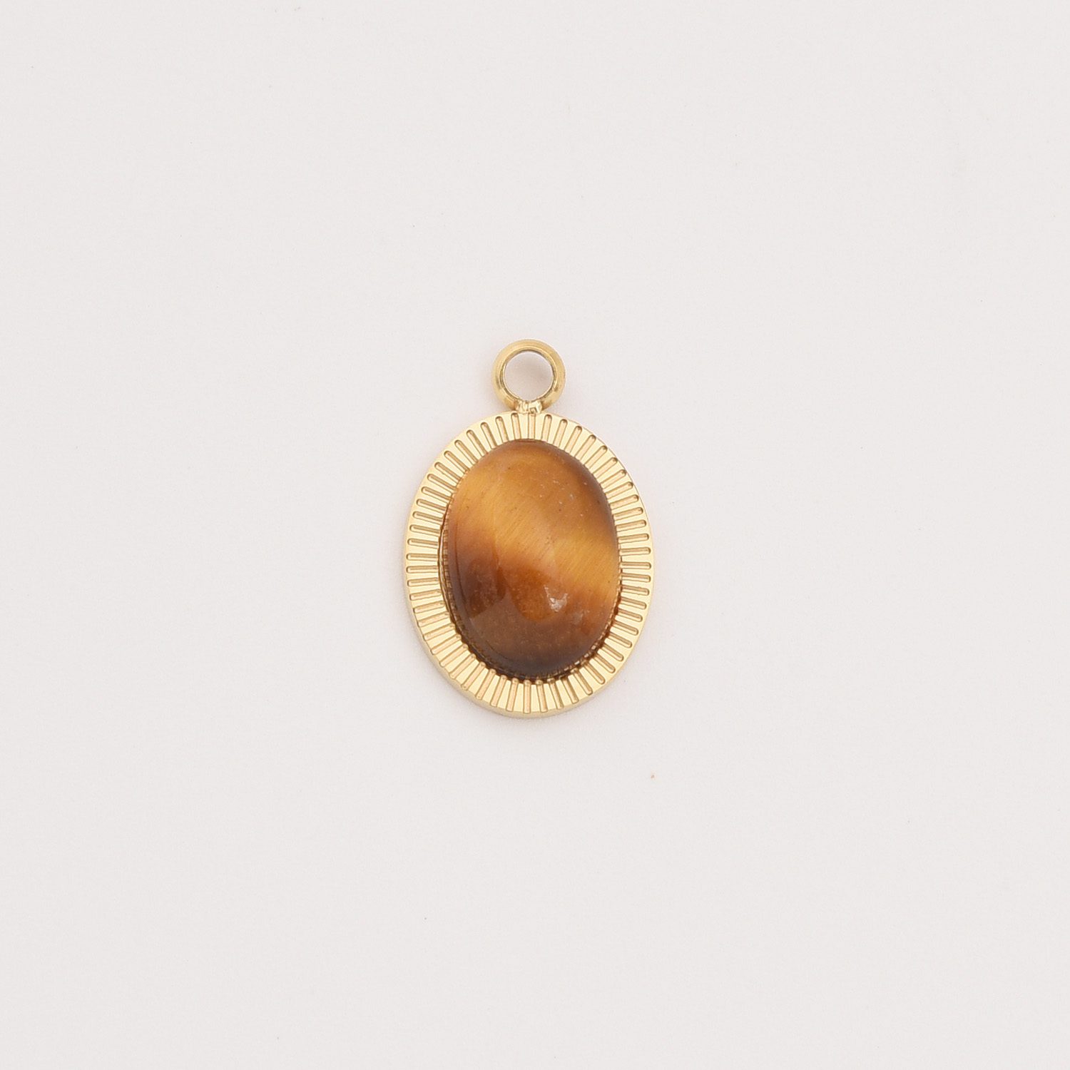 Gold Filled Oval Gemstone Charm, Stainless Steel Pendant with Aventurine Mother of Pearl Tiger Eye for DIY Necklace Bracelet, Gift, SCP089 - Image 6