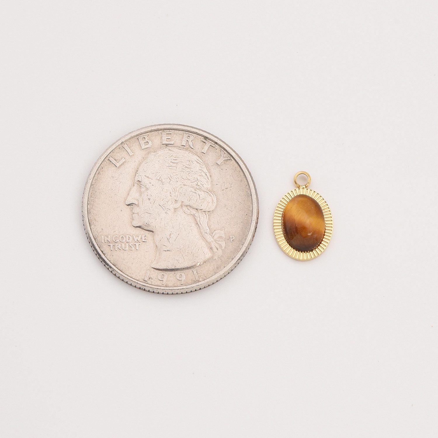 Gold Filled Oval Gemstone Charm, Stainless Steel Pendant with Aventurine Mother of Pearl Tiger Eye for DIY Necklace Bracelet, Gift, SCP089 - Image 8