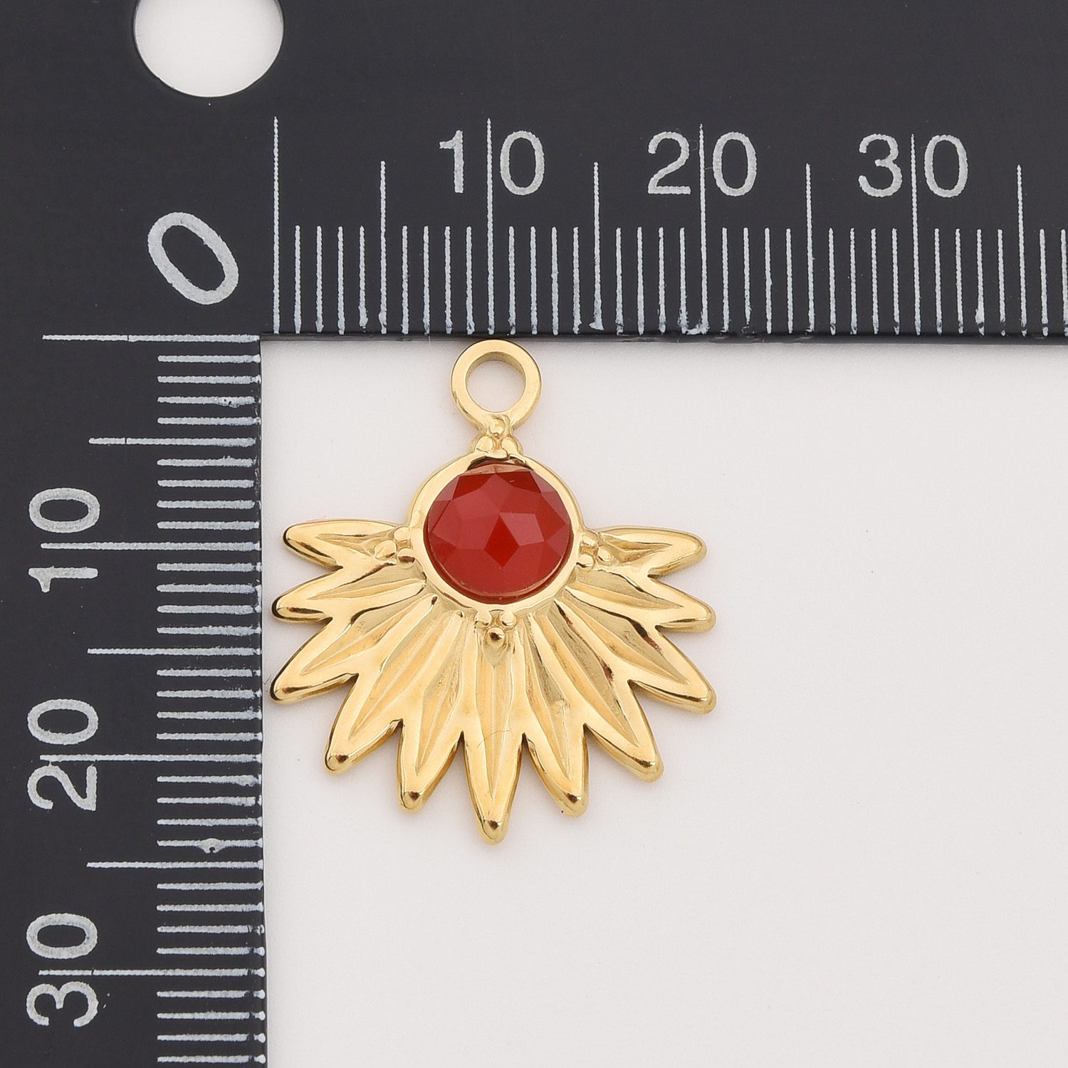 Gold Filled Fanburst Gemstone Charm, Stainless Steel Pendant with Black Onyx Tiger Eye Red Agate for DIY Necklace Bracelet Jewelry, SCP090 - Image 7