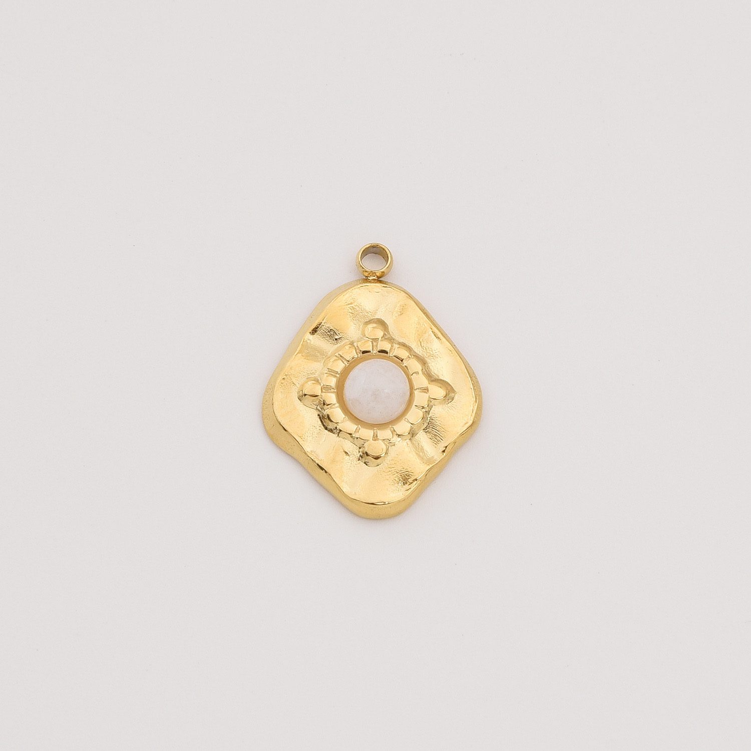 Gold Filled Diamond Charm, Stainless Steel Hammered Gemstone Pendant for DIY Necklace Bracelet Jewelry Making, Boho Gift for Her, SCP099 - Image 7