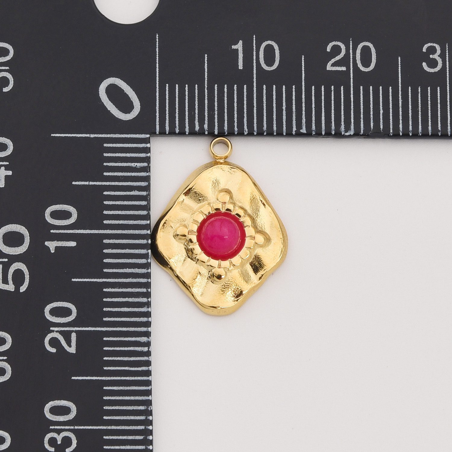 Gold Filled Diamond Charm, Stainless Steel Hammered Gemstone Pendant for DIY Necklace Bracelet Jewelry Making, Boho Gift for Her, SCP099 - Image 8