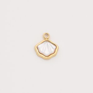 Gold Filled Shell Charm, Mother of Pearl Sea Shell Pendant in Stainless Steel for DIY Necklace Bracelet Jewelry Making, Gift for Her, SCP104