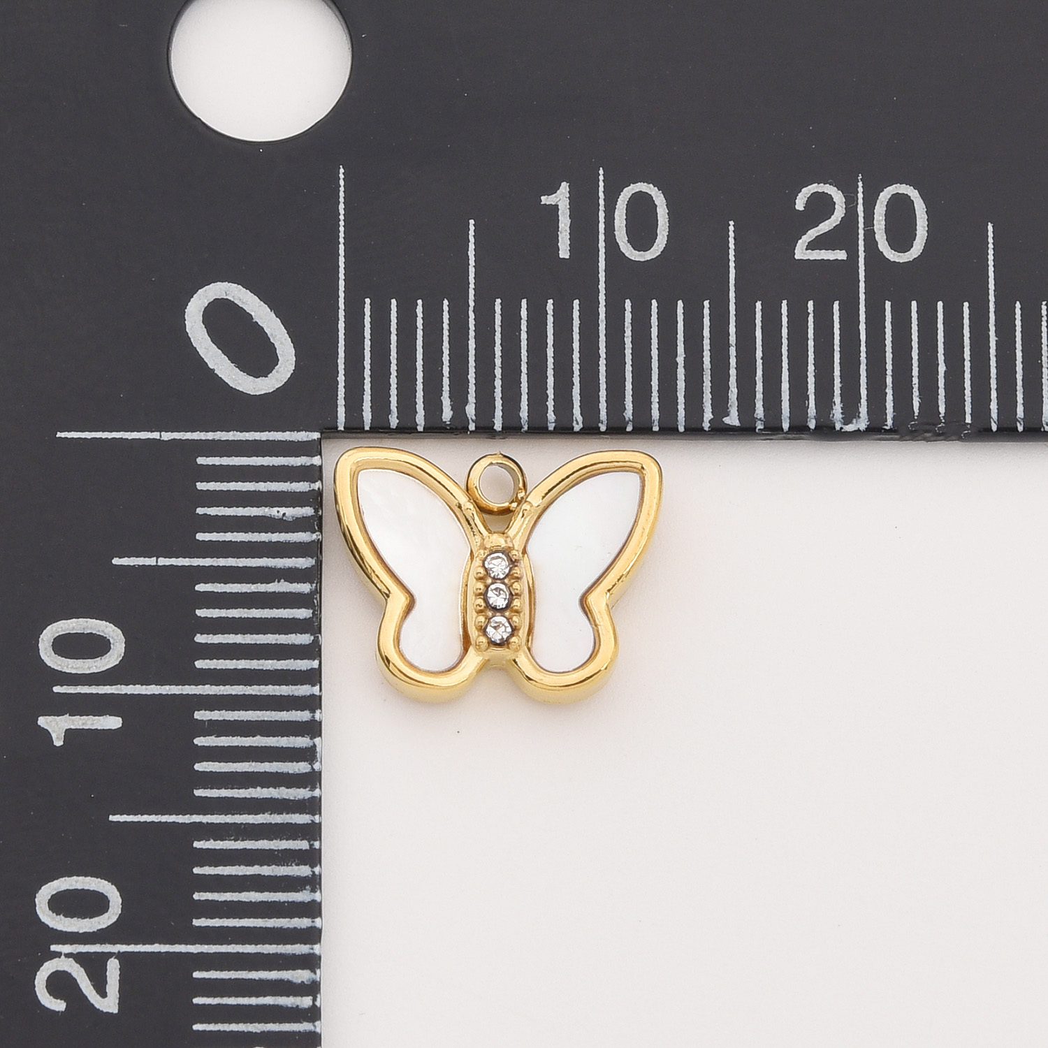 Gold Filled Butterfly Charm, White Shell Butterfly in Stainless Steel for DIY Necklace Bracelet Jewelry Making, Elegant Gift for Her, SCP105 - Image 3