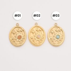 Gold Filled Tarot Sun Charm, Stainless Steel Celestial Pendant with Sun Moon Star for Necklace Bracelet DIY Jewelry Making, Gift Idea SCP110