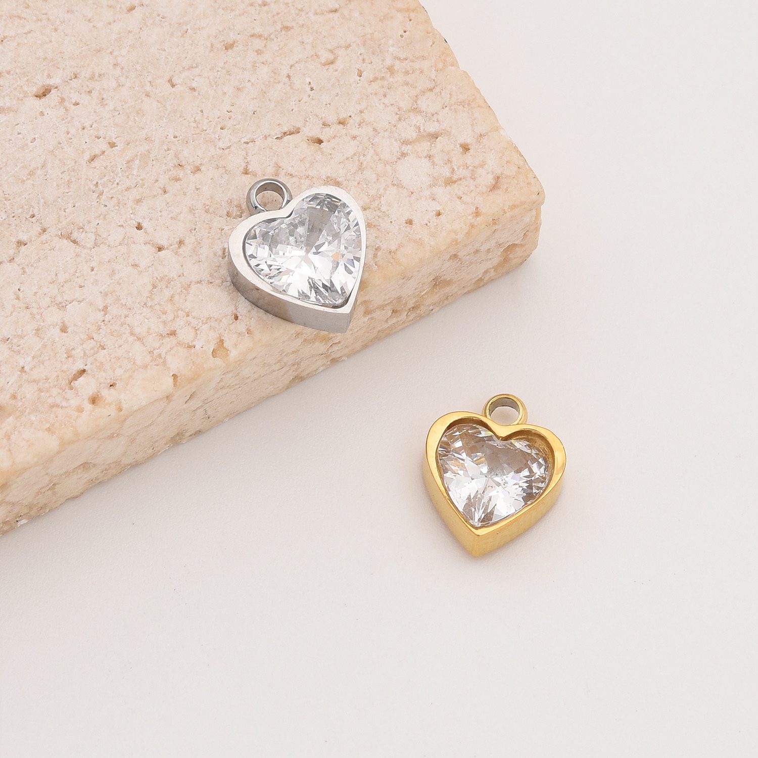 Gold Filled Heart Charm, Stainless Steel CZ Heart Pendant for DIY Necklace Bracelet Jewelry Making, Elegant Valentine Gift for Women, SCP115 - Image 3